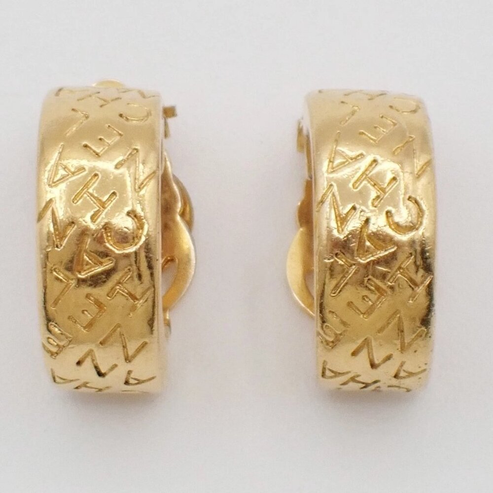 CHANEL CC Logo Earrings Clip-On GHW France 83RF992 - Picture 1 of 14